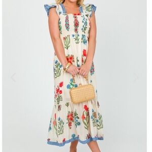 THML Red & Blue Floral Maxi Dress
